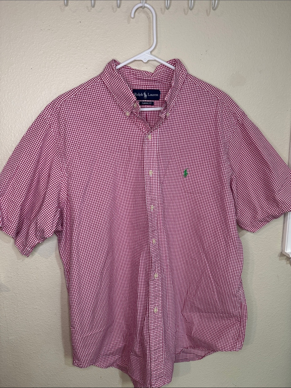 Ralph Lauren Men’s Pink Gingham Short-Sleeve Button-Down Shirt